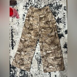 Aakaa Beige Abstract Print Pants